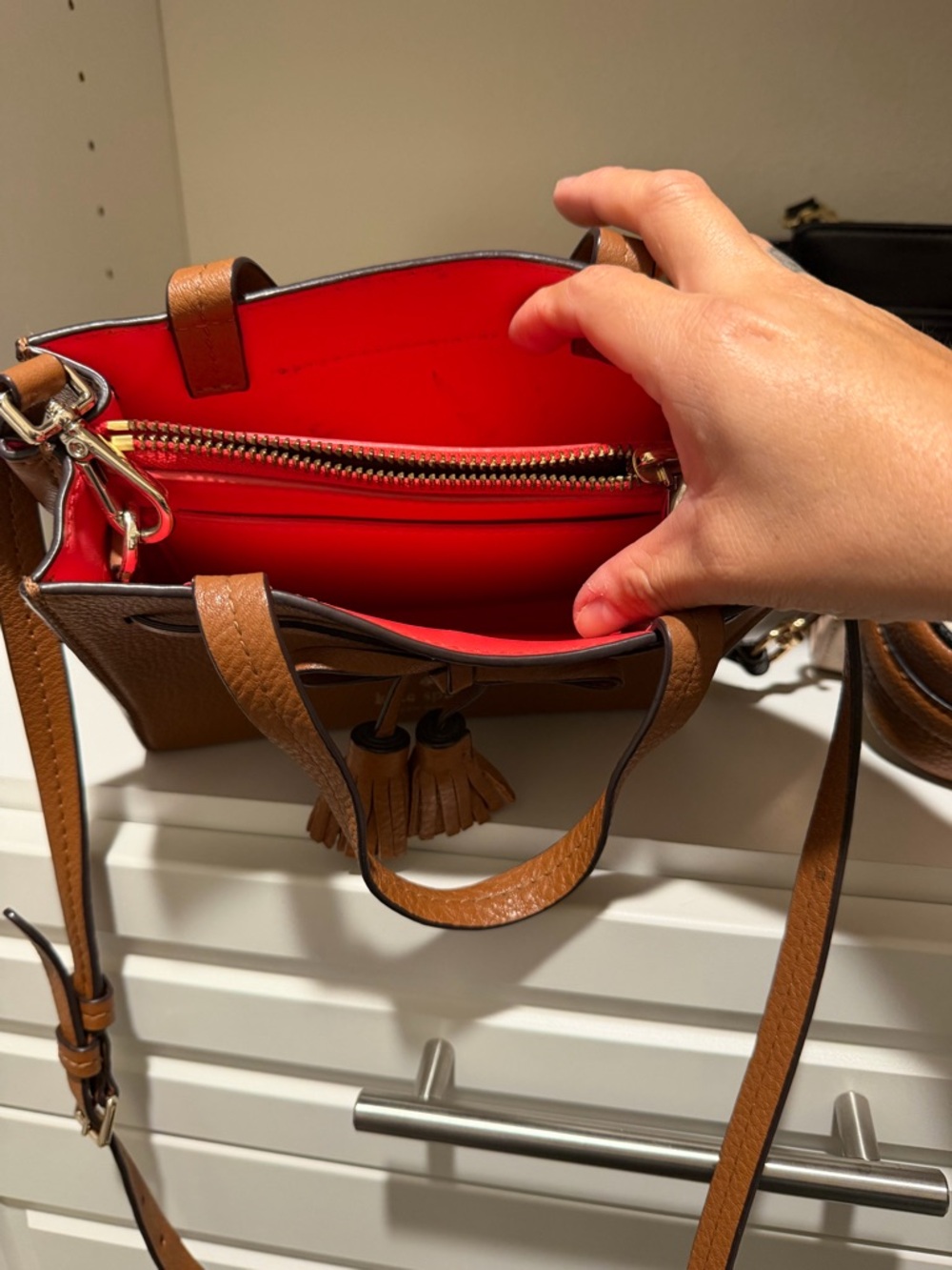 kate spade Brown Leather Satchel with Red Interior - Picture 5 of 5